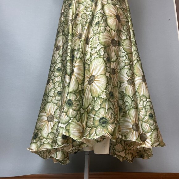Indian Dress Rhinestones Floral Size XL Green Ruched Top Maxi Floral Embellished - Picture 7 of 14